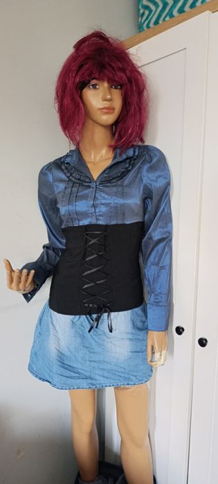 Nowa, koszula damska z gorsetem w stylu gotyckim lub anime