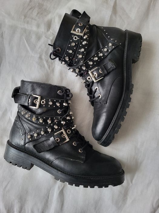 Skórzane buty workery Zara