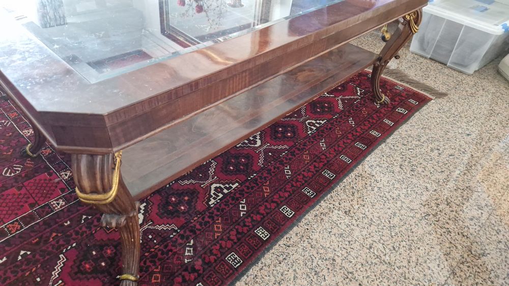 Mesa de apoio centro de sala de madeira e vidro