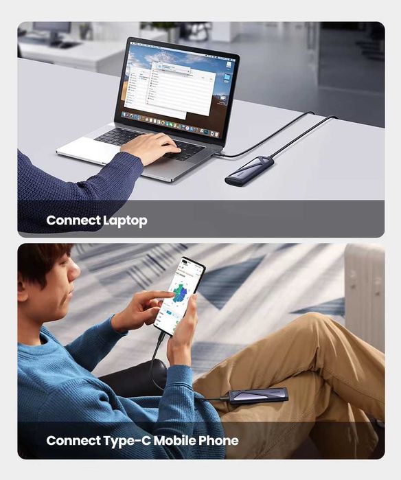 Внешний карман UGREEN CM767 M.2 NVMe PCIe SSD to USB 3.2 Gray