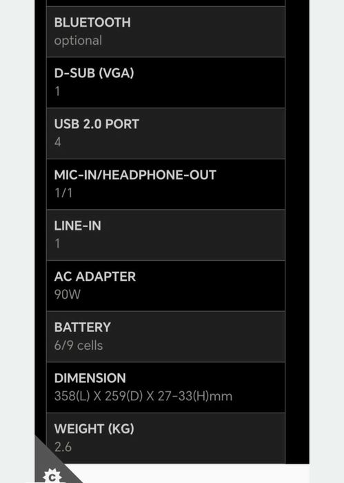Laptop MSI VX600X