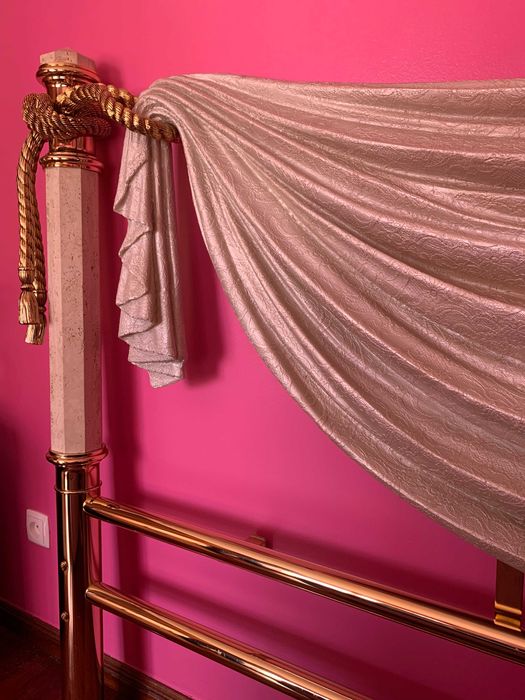 Cabeceira Cama Vintage - Dourada e Bege