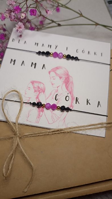 Bransoletka kamień naturalny Czarny Turmalin dla mamy i córki