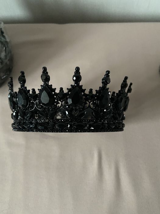Корона чёрная, діадема, тіара (чорна) на торт
