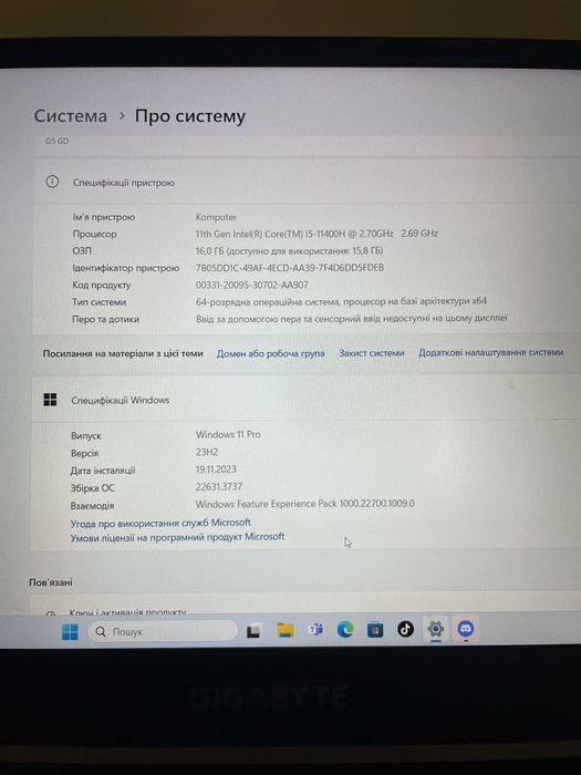 Laptop Gigabyt G5