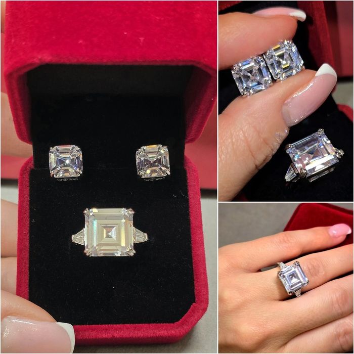 Каблучка та сережки/гвоздики з камінням.