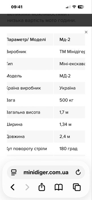 Мініекскаватор МД-2