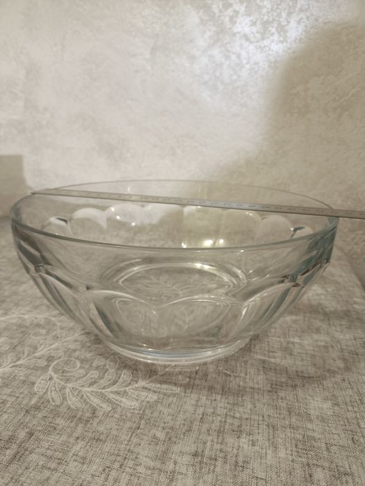Великий  скляний салатник, фруктовниця, ваза для фруктів