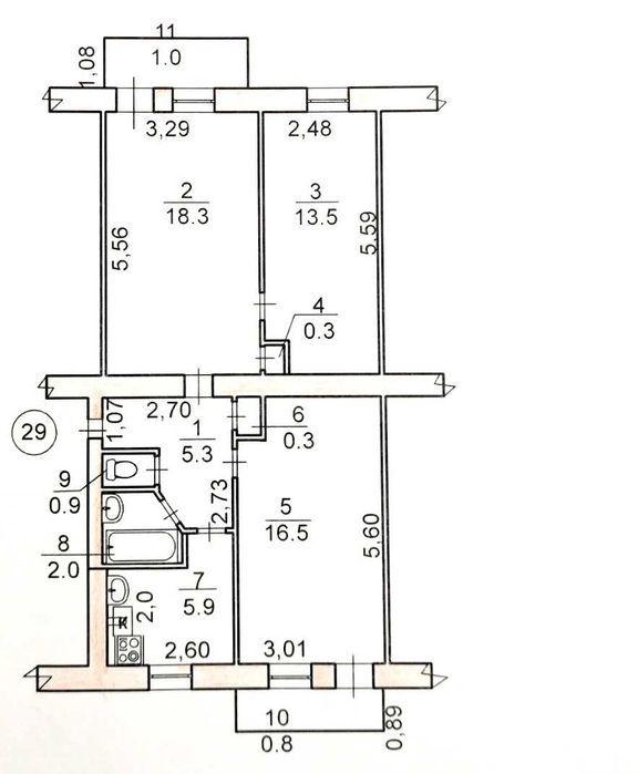 продам 3 кімн кв,3\5 цегла, Інгульский район,поруч кінотеатр Юность