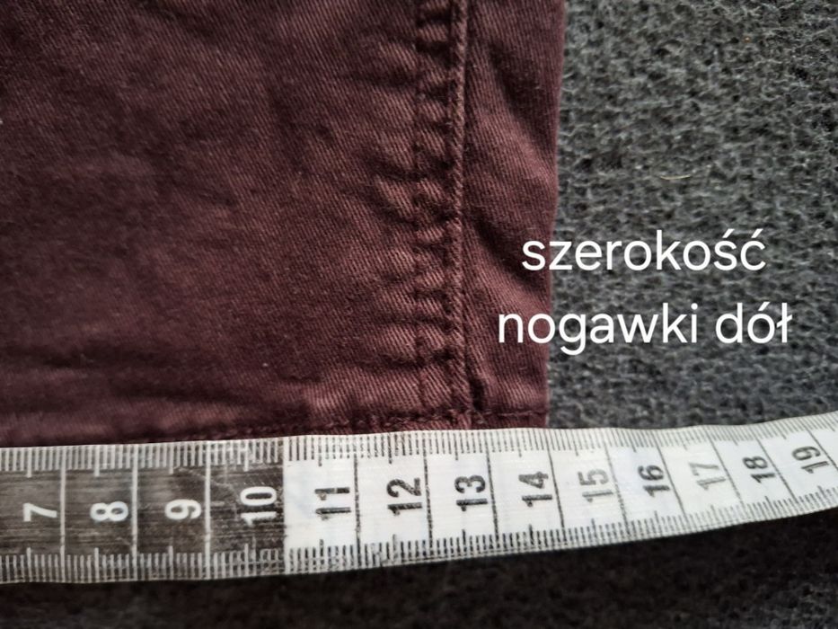 Bordowe damskie spodnie rurki 44r