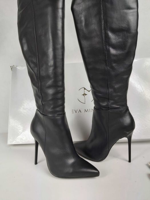 SP Używane muszkieterki EVA MINGE skórzane kozaki 37