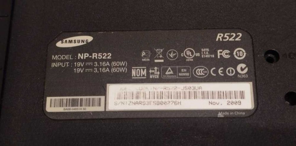 Корпус Ноутбука - Samsung NP-R518/NP-R520/NP-R522 (Всі частини)!