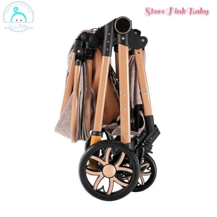 Carrinho de bebé 3 em 1 PinkBaby - LUXUS MAGIC - Khaki Gold