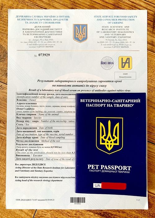 Документы на животных с выездом за границу