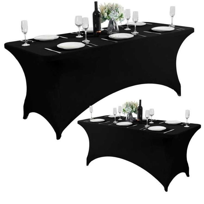 Obrus uniwersalny pokrowiec na stół cateringowy 180 cm 6FT czarny el