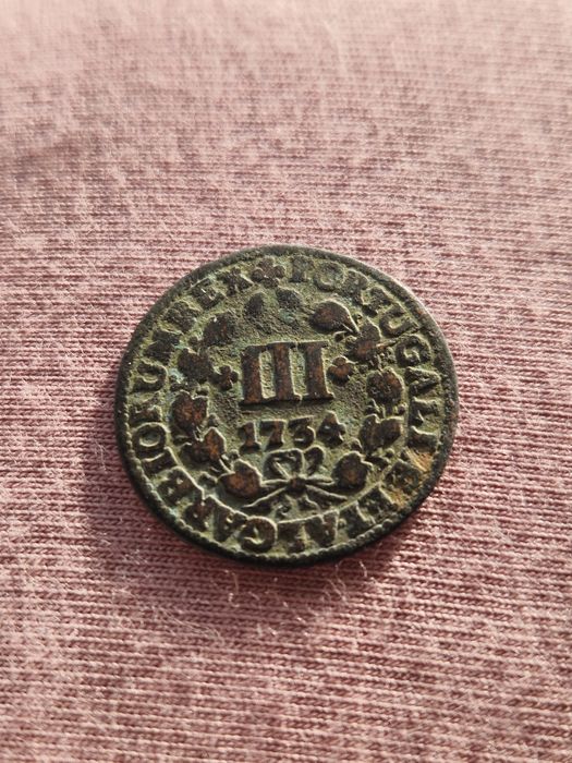 Moeda de 3 Reis 1734 D. João V