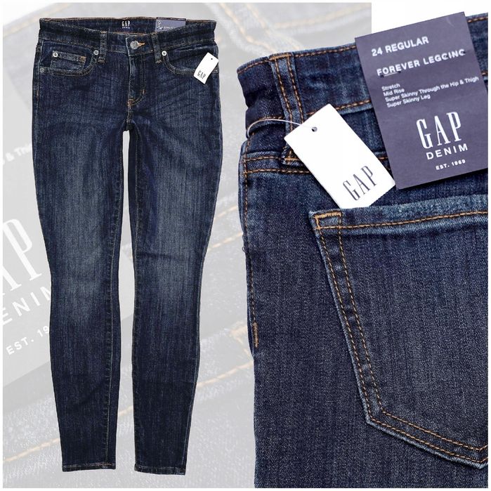 GAP | FOREVER LEGGING | Piękne Niebieskie Jeansy Damskie Skinny r.24R