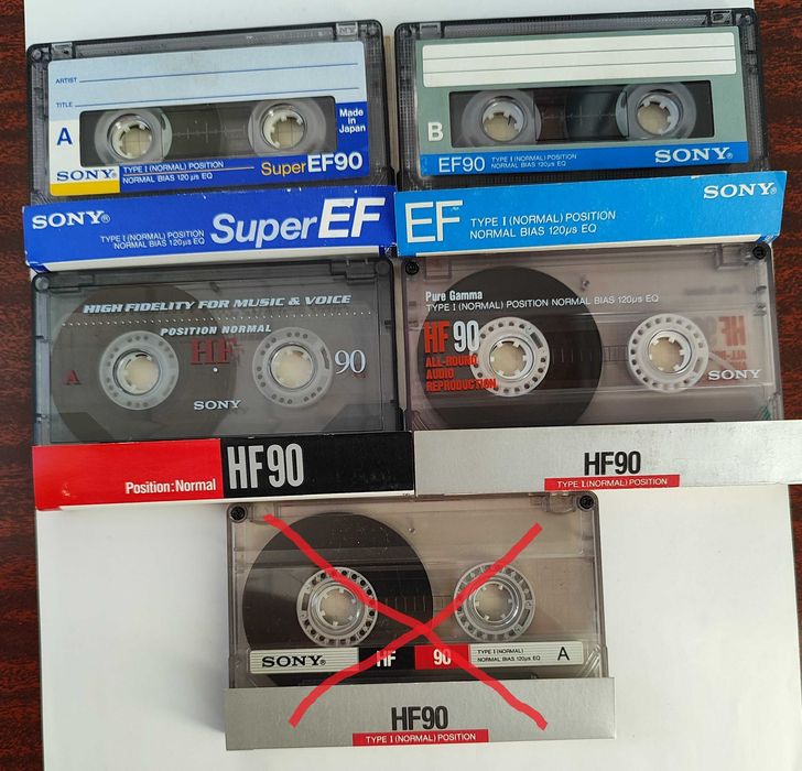 Аудиокассеты Sony HF 90, EF 90