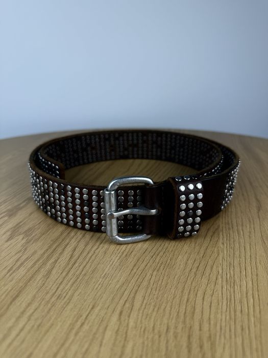 Шкіряний ремінь Liebeskind Berlin з заклепками, коричневий