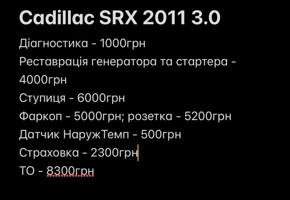 Cadillac SRX4 3.0 AWD 2011 рік