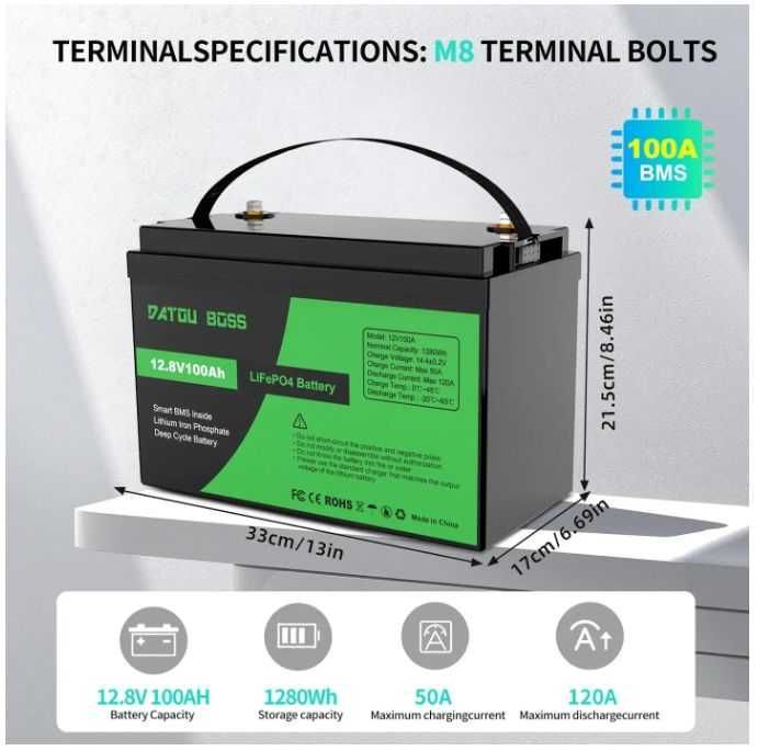 LiFePO4 батарея акумуляторна 12.8V 100Ah (1280Wh) з BMS