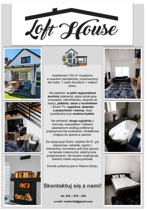 Domek z Jacuzzi,Grill, Ogród,Stok , Ferie, Kominek