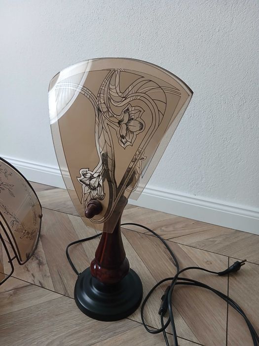 Lampa wisząca i stołowa w komplecie zestaw 2 szt. brązowe