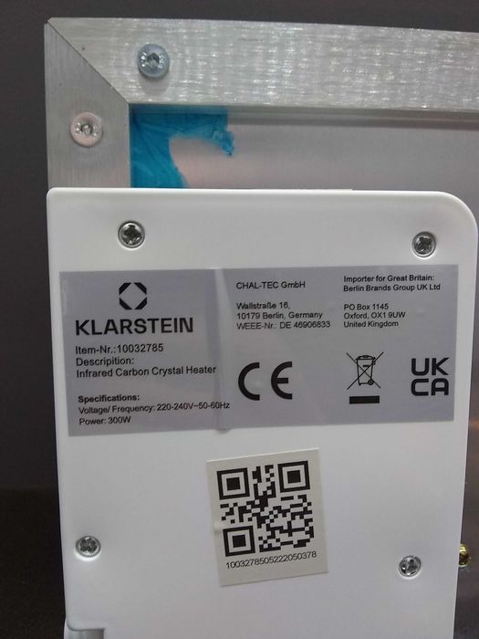 Panel Grzewczy Na Podczerwień KLARSTEIN Grzejnik Promiennik 300W SMART