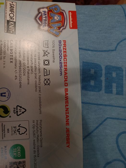 Bawełniany zestaw prześcieradło ponczo psi patrol