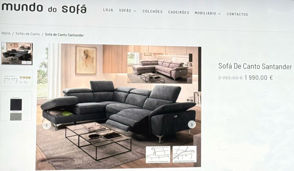 Sofá de Canto com relax