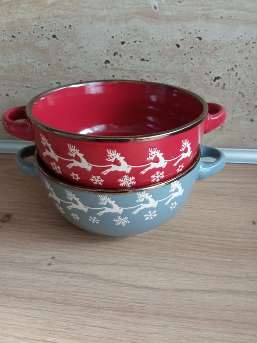 Bulionówki, miseczki świąteczne nowe