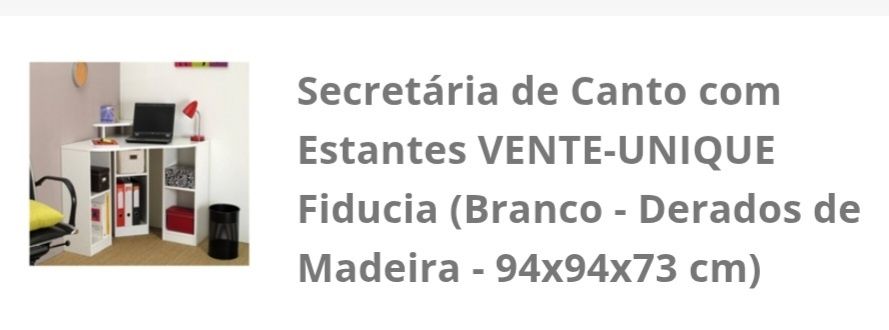 Secretária de canto Branca com 3 modolos de parteleiras,