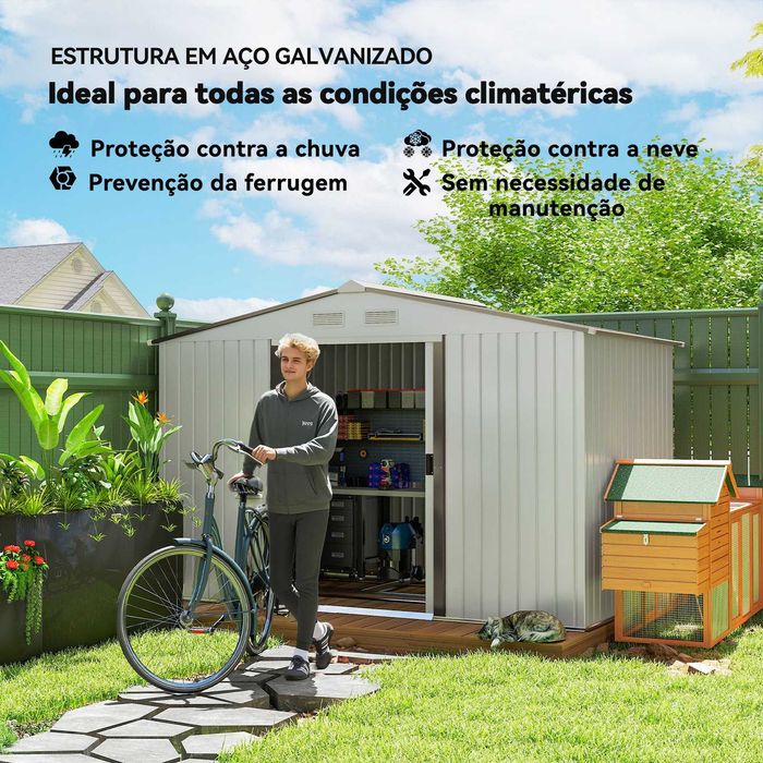 Abrigo de arrumos exterior 277x195x192 cm com 4 janelas