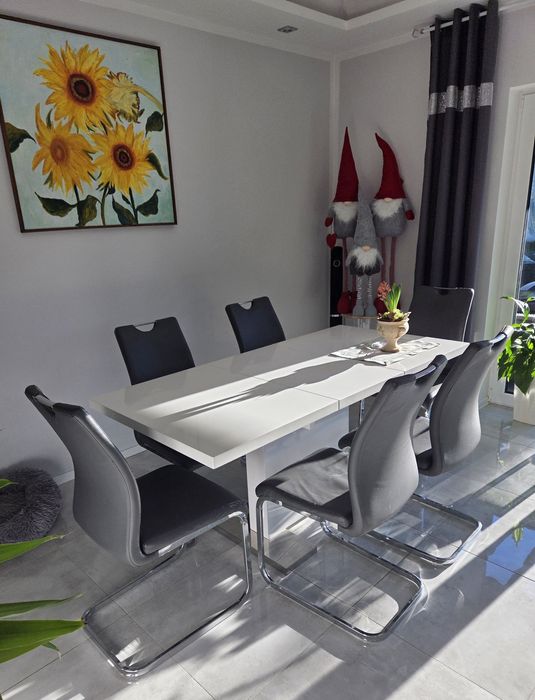 Stół biały połysk plus 6 krzeseł