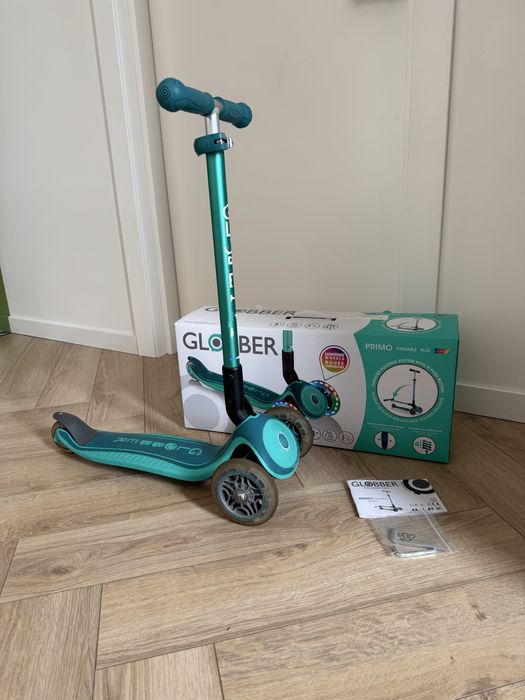 Дитячий самокат Globber Primo Foldable plus Lights зелений
