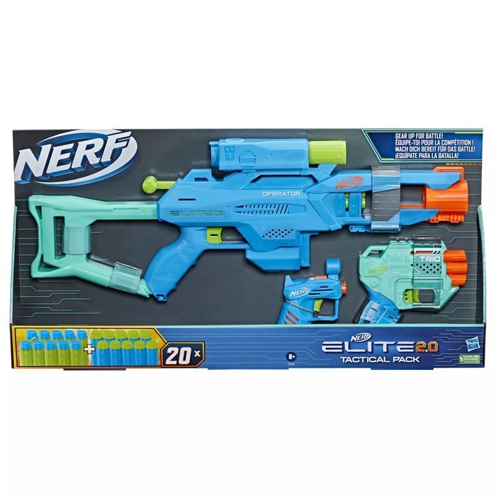 Nerf Elite 2.0. Trzy wyrzutnie Tactical Pack + strzałki. Hasbro