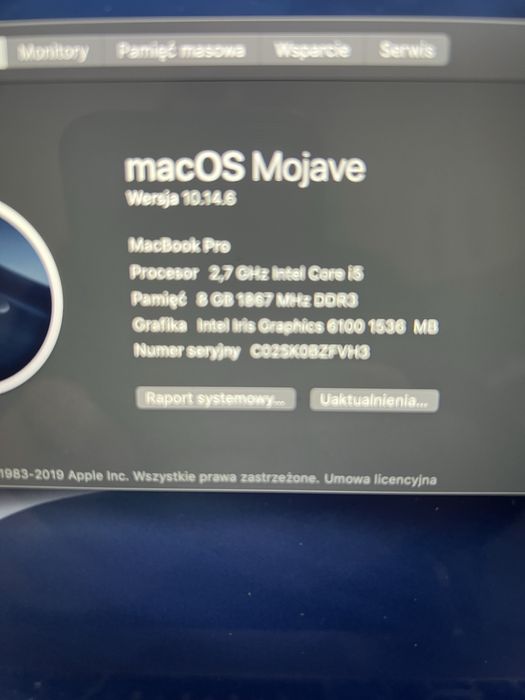Macbook pro 1502  13,2 cala 512 ssd super stan