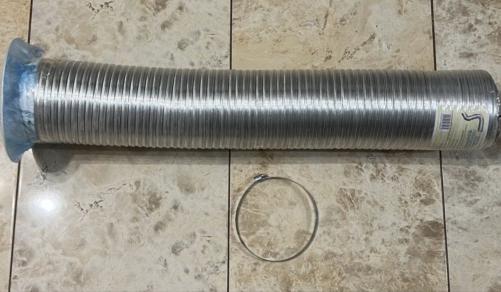 Труба алюминиевая еластична 150 мм. 0.12mm + хомут + флянец.