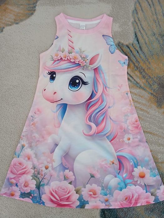 Vestido Unicórnio de menina NOVO