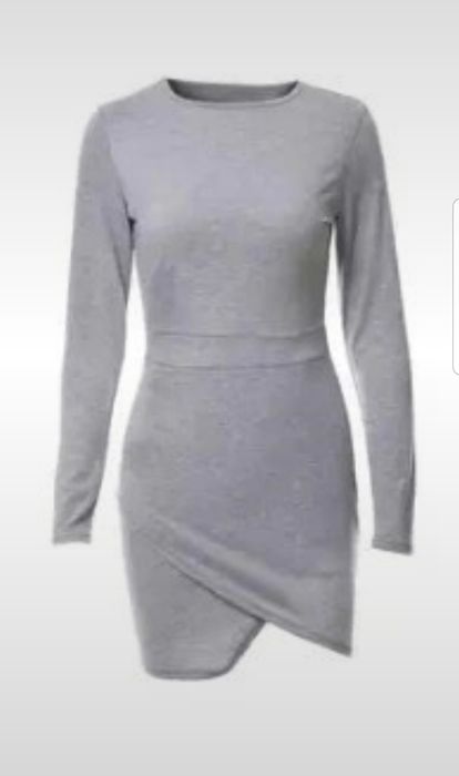 Szara obcisła sukienka dzianinowa