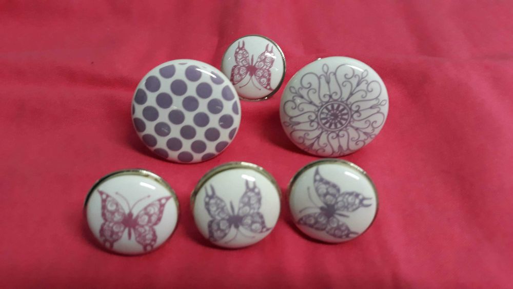 Conj 6 puxadores em porcelana novos
