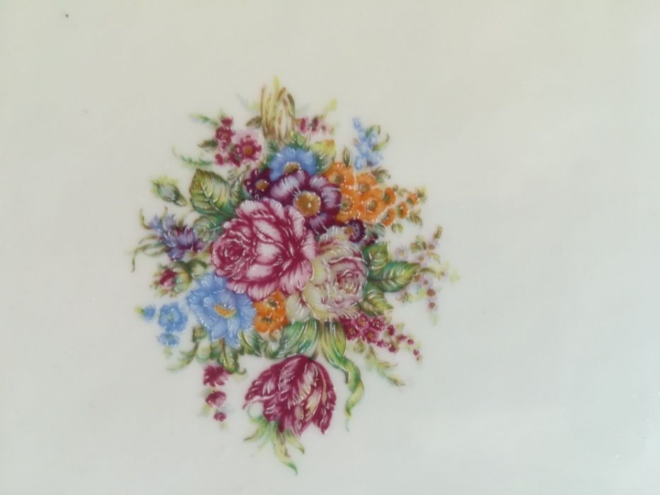 Travessa de Limoges antiga pintada à mão + Canecas de cerveja