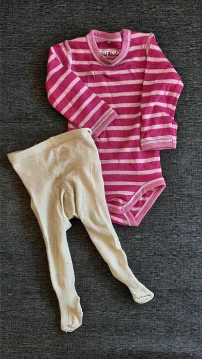Wełniane body i rajstopki, rozm. 74, stan bdb-