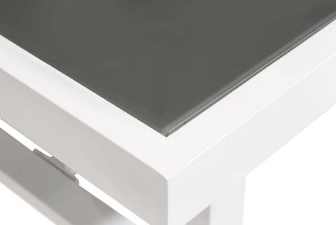 Stół ogrodowy, szklany blat, biały, metal/aluminium proszkowo,jak nowy