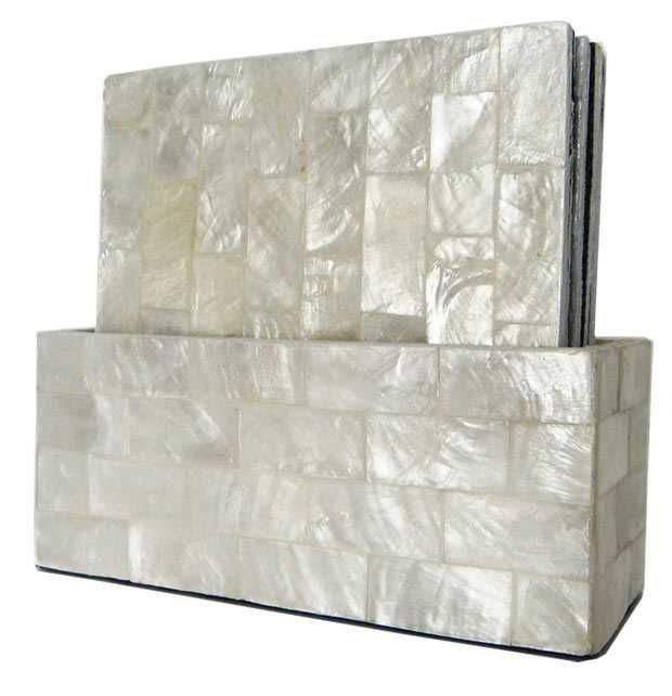 Podkładki pod Szklanki Masa Perłowa + Drewno 6szt na prezent