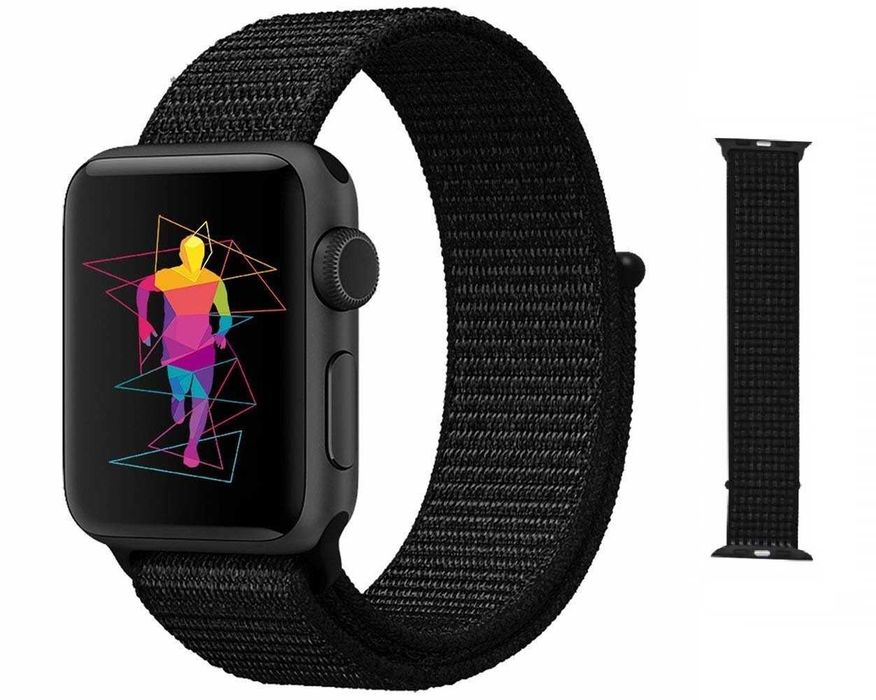 Pasek kompatybilny z Apple Watch 38 / 40 mm nylon czarny strap