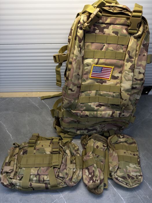 Рюкзак тактический. + поясная сумка и два боковых отдельных кармана.