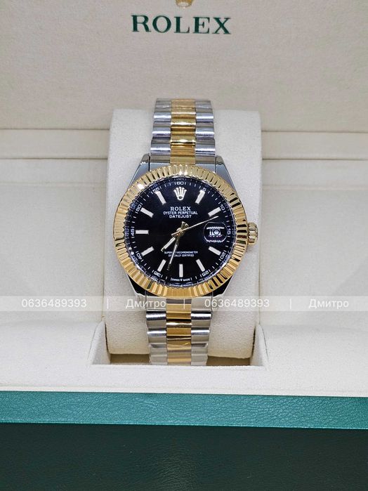 Часы Rolex DateJust 41mm Silver/Gold/Black Ролекс Дейтджаст: 3 999