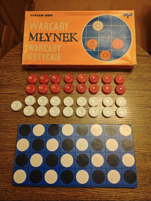 Rozrywka z PRL • Zestaw gier planszowych: Warcaby, Młynek