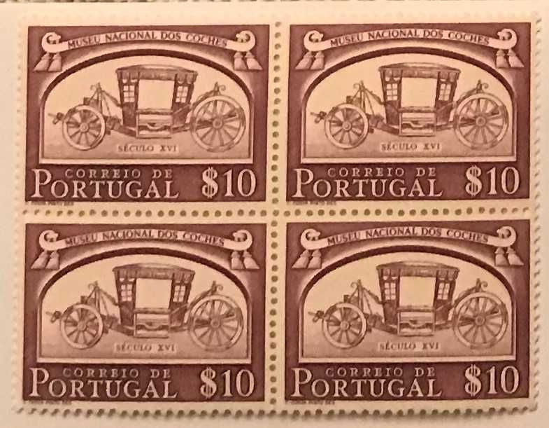 Quadra de selos novos de $10 - Museu Nacional dos Coches - 1952